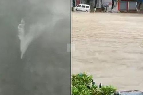 Ngỡ ngàng xem 'dòng thác chảy ngược' trong bão ở Trung Quốc