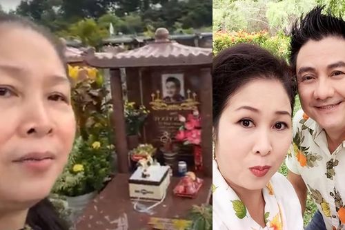 NSND Hồng Vân mang bánh kem đến mộ nghệ sĩ Anh Vũ để chúc mừng sinh nhật gây xúc động