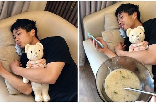 Công Phượng nũng nịu vợ sắp cưới, ôm gấu cực yêu