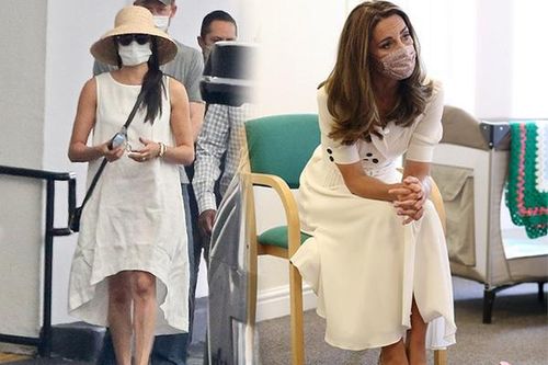 Cùng diện đầm trắng, nhưng Công nương Kate thời thượng ăn đứt em dâu nhờ 1 chiếc khẩu trang