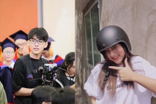Cameraman sinh năm 2001 quá đẹp trai; nữ sinh có nụ cười tươi rói