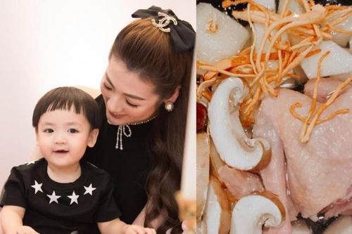 Chuẩn mẹ bỉm giàu có, Á hậu Tú Anh dùng 'vàng mềm' Tây Tạng làm nước nấu cháo cho con