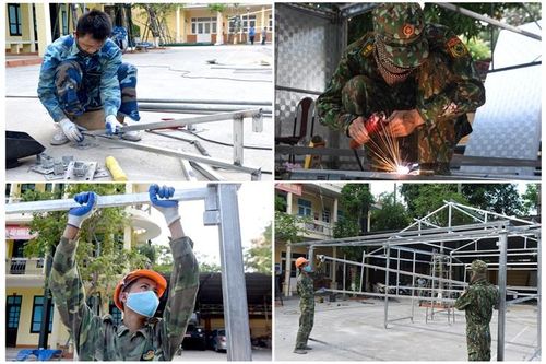 Sản xuất nhà - chốt bán kiên cố cho các tổ, chốt phòng, chống Covid-19 trên biên giới