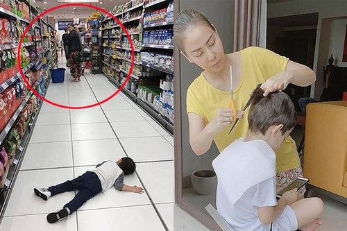 Con trai Thu Minh nằm ăn vạ giữa siêu thị, người nước ngoài cũng phải có thái độ