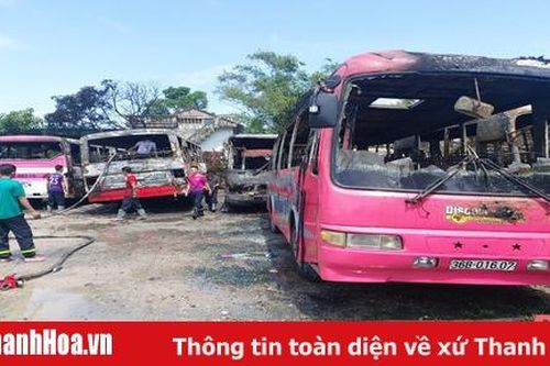 Thị xã Nghi Sơn: Cháy lớn tại bãi xe ở phường Xuân Lâm