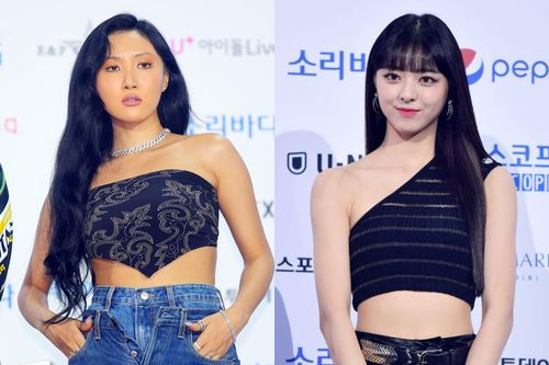 Hwasa quấn khăn thành áo, Yuna mặc crop top khoe eo thon