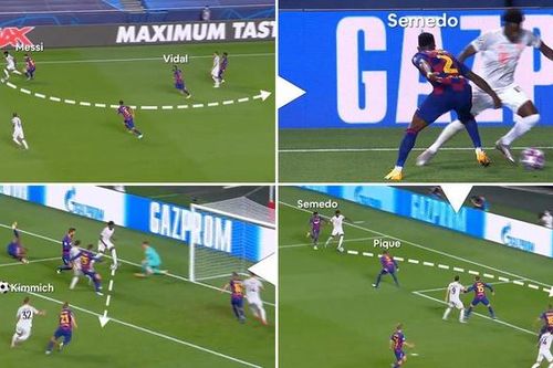 Sao trẻ của Bayern kiến tạo sau khi vượt qua 4 cầu thủ Barca