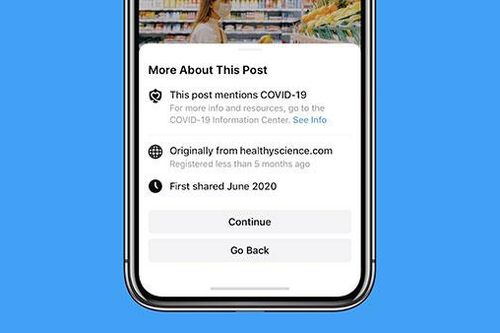 Facebook đưa ra thông báo khi chia sẻ thông tin về Covid-19