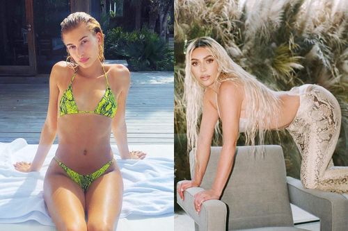 Hailey Bieber, Kim Kardashian chuộng váy áo họa tiết da thú