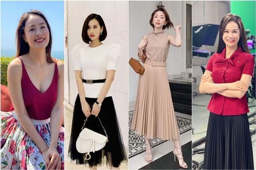 Dàn nữ MC, diễn viên, ca sĩ mặc chân váy dài xếp ly đẹp như thế nào?