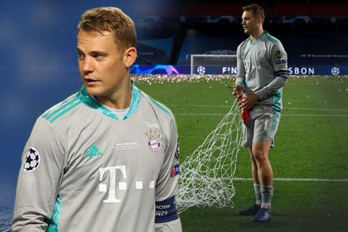 Neuer tái hiện màn cắt lưới của Ramos và Pique