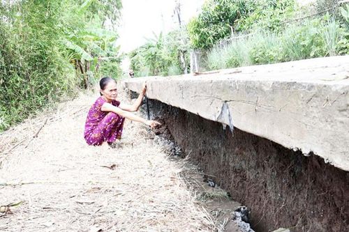 Xuất hiện điểm sụt lún đất nghiêm trọng tại Long An