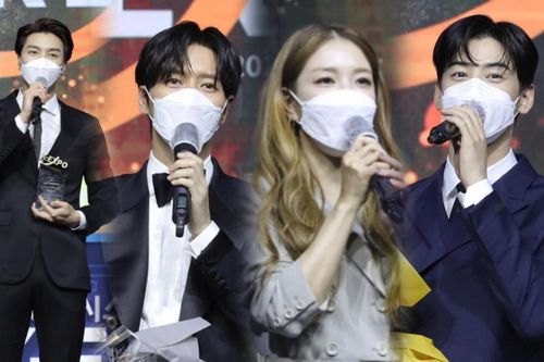 BoA, Park Hae Jin, Cha Eun Woo và NCT 127 đeo khẩu trang nhận giải thưởng 'Làn sóng Hàn Lưu 2020'