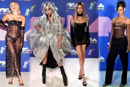 Miley Cyrus và Bella Hadid hở bạo, Lady Gaga siêu dị trên thảm đỏ VMAs
