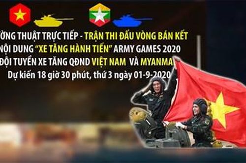 Trận thi đấu bán kết nội dung Xe tăng hành tiến giữa Việt Nam - Myanmar