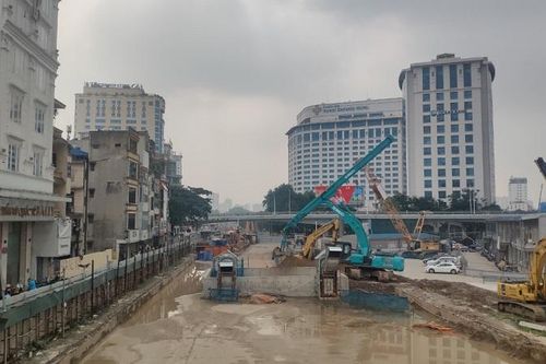 Cận cảnh tiến độ thi công ga ngầm S9 - Kim Mã tuyến metro Nhổn - ga Hà Nội