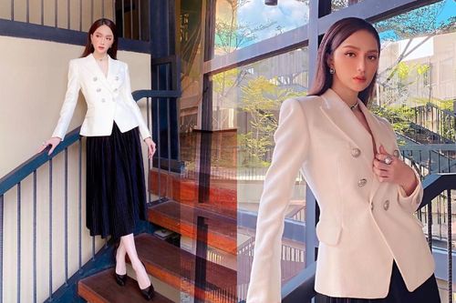 Đi nhận chức mới, Hương Giang lấn át Ngọc Trinh nhờ set đồ thời trang kinh điển
