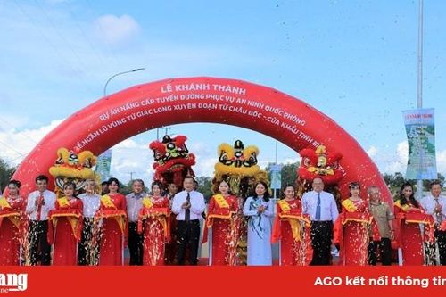 An Giang: Khánh thành dự án nâng cấp tuyến đường phục vụ an ninh quốc phòng kết hợp đê ngăn lũ vùng tứ giác Long Xuyên
