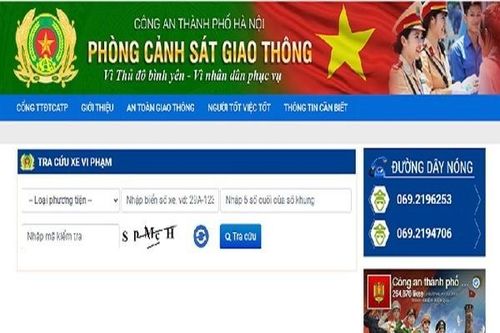 Hướng dẫn tra cứu xe bị phạt nguội trên cổng thông tin của phòng CSGT Hà Nội