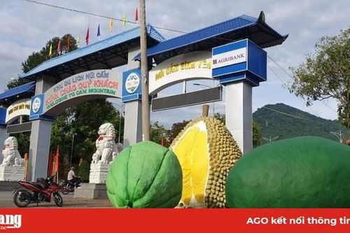 Những mô hình trái cây đặc sản núi Cấm tại cổng chính Khu du lịch núi Cấm