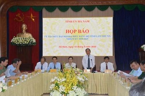 Đại hội Đảng bộ tỉnh Hà Nam, nhiệm kỳ 2020-2025 diễn ra từ ngày 20 đến 22-9