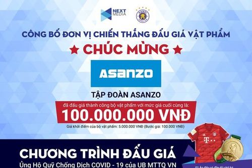 Chốt giá 100 triệu đồng HCV và áo đấu 'Ủng hộ quỹ chống dịch COVID-19'