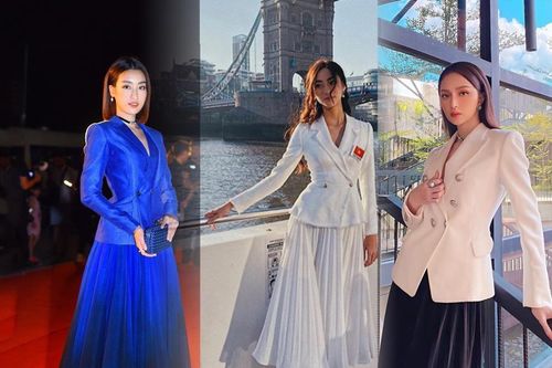Hương Giang, Đỗ Mỹ Linh, Lương Thùy Linh ghi điểm mạnh nhờ set đồ thời trang kinh điển