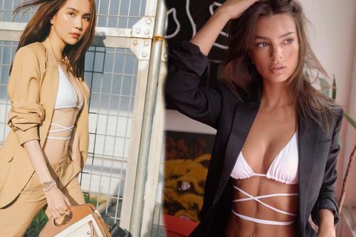 Ngọc Trinh 'học hỏi' thiên thần nội y Emily Ratajkowski diện bikini với suit để 'phô' trọn body hoàn mỹ