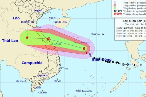 Dự báo thời tiết: Tin bão khẩn cấp (cơn bão số 5), cảnh báo mưa lớn và gió mạnh trên đất liền