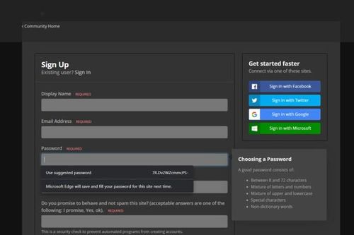 Microsoft Edge cho phép người dùng tạo mật khẩu