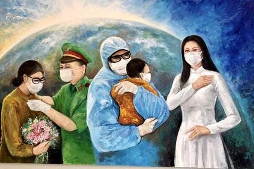 Hoa hậu Khánh Vân bán tranh ủng hộ Quỹ phòng chống dịch