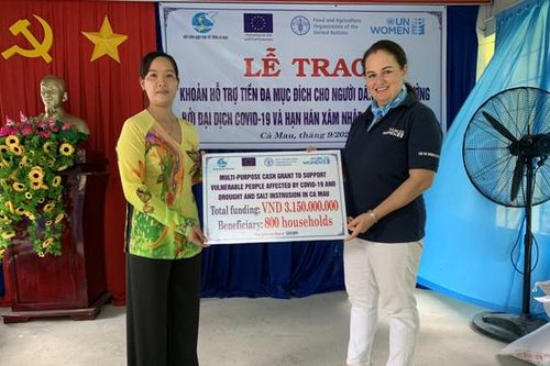 UN Women và FAO hỗ trợ 3,15 tỷ đồng cho các gia đình khó khăn do Covid-19 và hạn hán ở Cà Mau