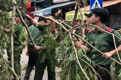 Gần 500 CBCS Công an ra quân 'ngày Chủ Nhật xanh' sau bão số 5