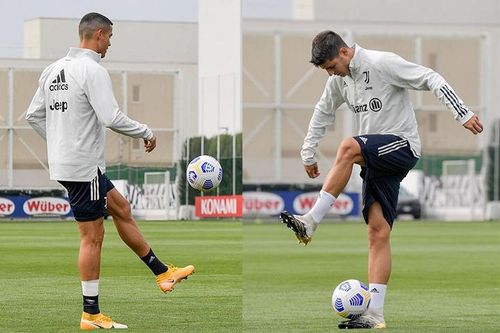 Ronaldo tâng bóng với Morata khi tái ngộ ở Juventus