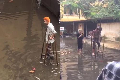 Sinh viên đi học mùa mưa: Cà kheo là 'phương tiện' số 1 được lựa chọn!