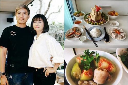 Chồng kém 18 tuổi của Cát Phượng nấu cỗ cúng tuyệt đẹp, bị hỏi: 'Có bê đê không?'