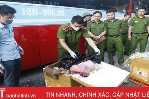 Cảnh sát Môi trường Hà Tĩnh bắt giữ xe vận chuyển 250 kg sản phẩm động vật không rõ nguồn gốc xuất xứ