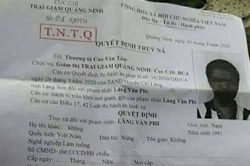 Truy nã phạm nhân có hành vi trốn khỏi Trại giam Quảng Ninh