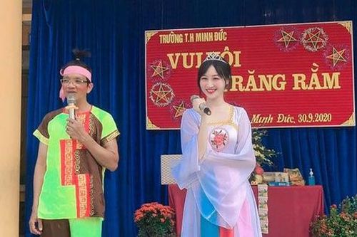 Cô giáo đóng vai chị Hằng trong tiệc Trung thu bỗng chốc nổi như cồn, dân mạng truy tìm danh tính xong ngồi ao ước