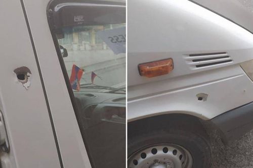 Xe buýt chở phóng viên Nga, Armenia suýt trúng đạn pháo