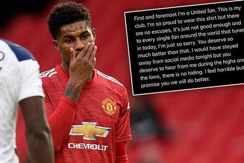 Rashford viết tâm thư xin lỗi CĐV MU sau thảm bại trước Tottenham