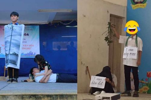 Khi hội teen trổ tài làm 'diễn viên': Hóa thân thành hòn đá, dòng sông đến cả cột điện