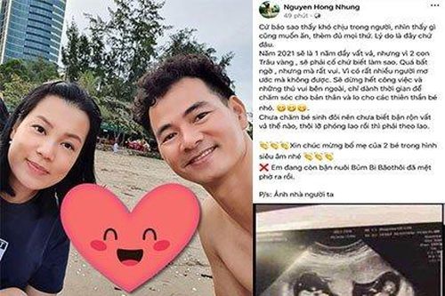 Bà xã Xuân Bắc bất ngờ đăng ảnh siêu âm thai đôi