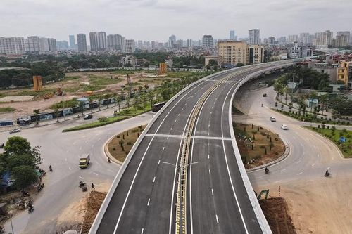 Toàn cảnh đường Vành đai 3 trên cao đoạn Mai Dịch - Nam Thăng Long trước ngày thông xe