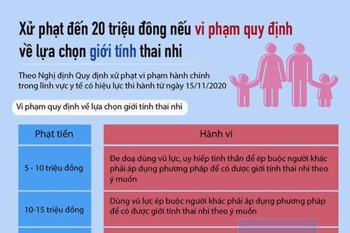Xử phạt đến 20 triệu đồng nếu vi phạm quy định về lựa chọn giới tính thai nhi