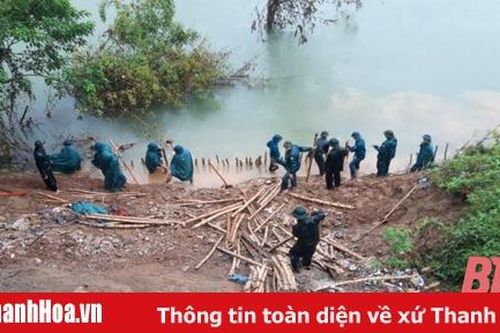Xử lý điểm sạt lở đê sông Bưởi đoạn qua xã Thạch Định
