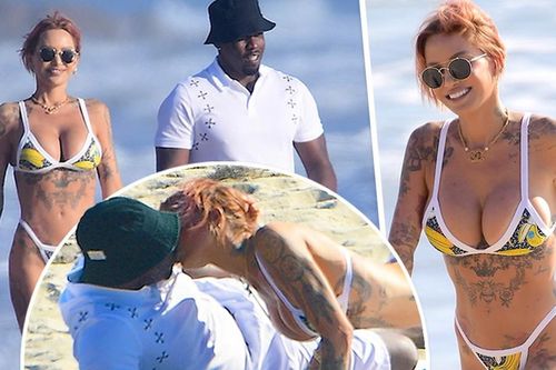 Mỹ nhân Tina Louise hôn đắm đuối 'trùm' hip-hop trên bãi biển