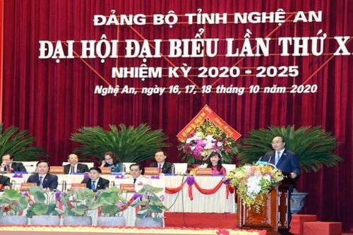 Thủ tướng Nguyễn Xuân Phúc dự Đại hội đại biểu Đảng bộ tỉnh Nghệ An lần thứ XIX