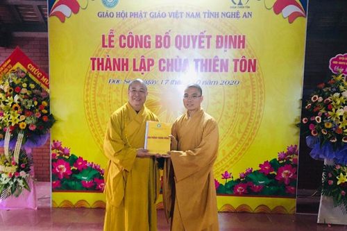 Nghệ An : Công bố quyết định thành lập chùa Thiên Tôn
