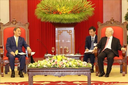 Tổng Bí thư, Chủ tịch nước Nguyễn Phú Trọng tiếp Thủ tướng Nhật Bản Suga Yoshihide